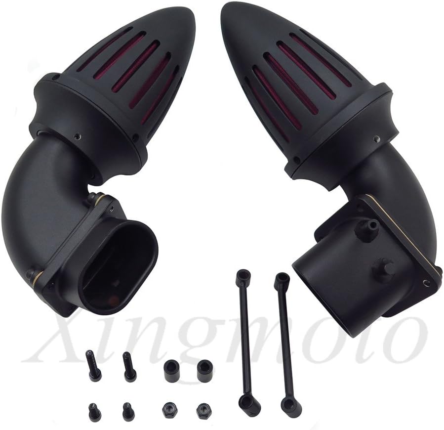 Xingmoto AfterMokit Dual Bullet Air Cleaner Intake with Red Filter for Suzuki Boulevard M109R VZR1800 Intruder M1800R Matte Black