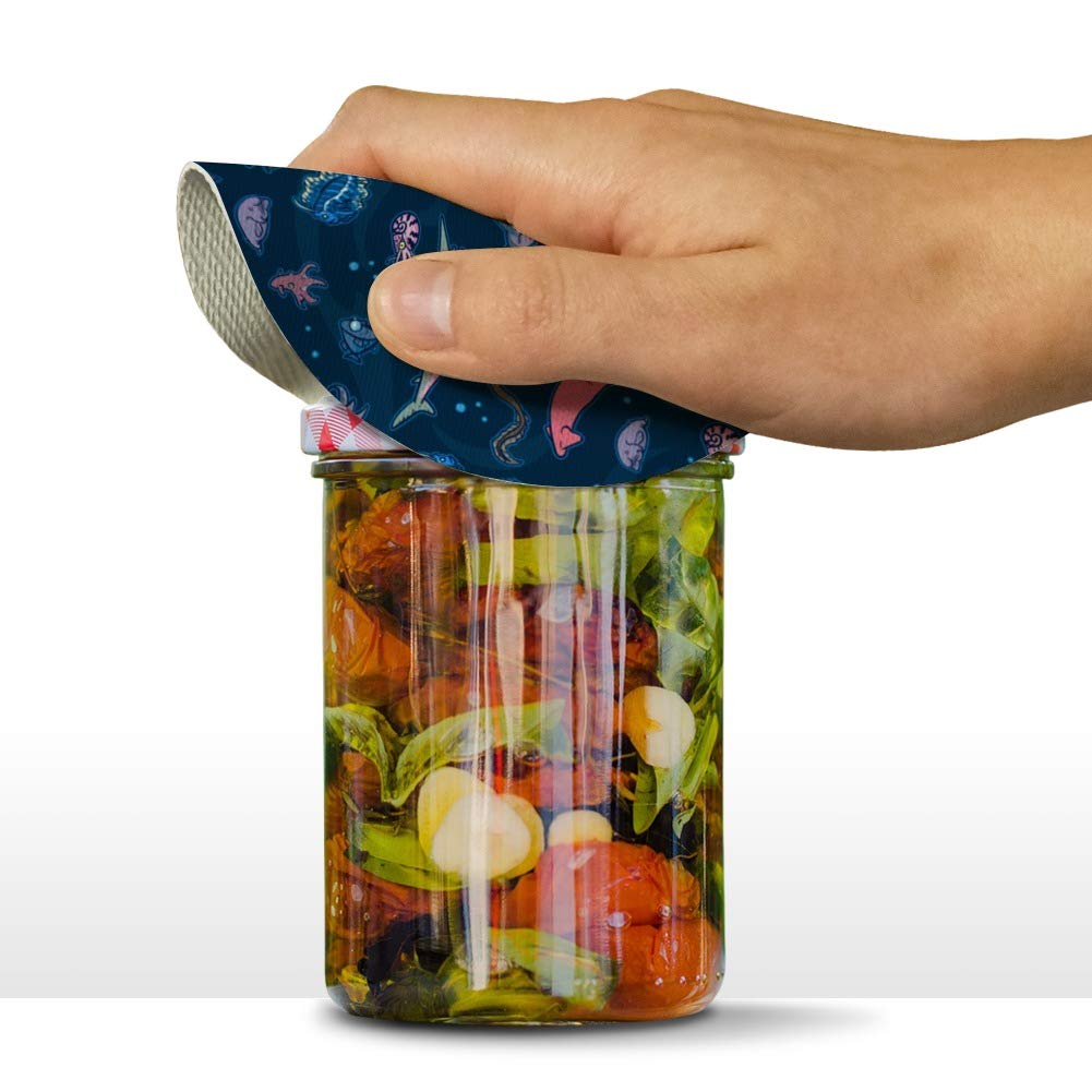 Creepy Deep Sea Creatures Pattern with Mermaid Squid and Shark Round Rubber Non-Slip Jar Gripper Lid Opener