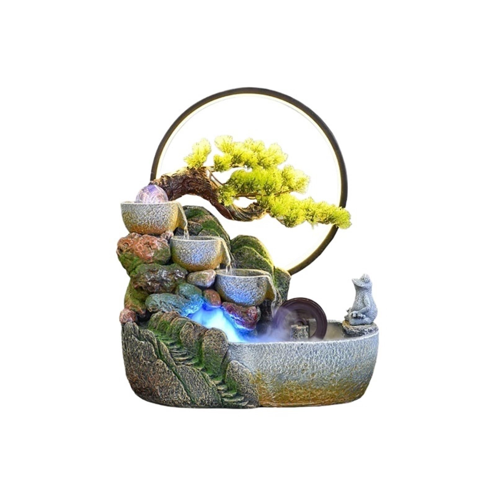 water feature Resin Tabletop Waterfall Fountain Feng Shui Wheel Water Ball Ornament Desk Rockery Décor(Large)