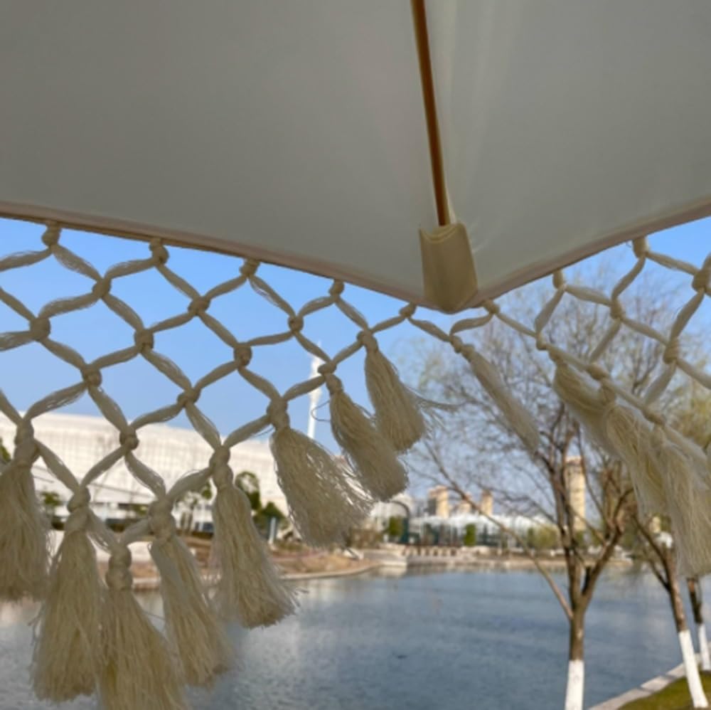 Ombrellone Da Esterno Con Frange Ombrellone Da Giardino 2m | 8 Costole Ombrello Da Patio Inclinabile Ombrellone Da Spiaggia Parasole Protezione Solare