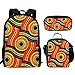 Binienty Fashion School Shoulder Bag 3 in 1 for Kid Boys Girls, Backpack + Lunch Bag + Pencil Case, African Print-1, Einheitsgröße