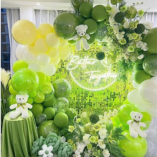 Image of 412pcs Lime Green Balloon Garland Arch Kit 18 12 10 5 Inch Different Sizes Matte Latex Balloons for Baby Shower Light Green Theme Birthday Summer Jungle Forest Party Decoration