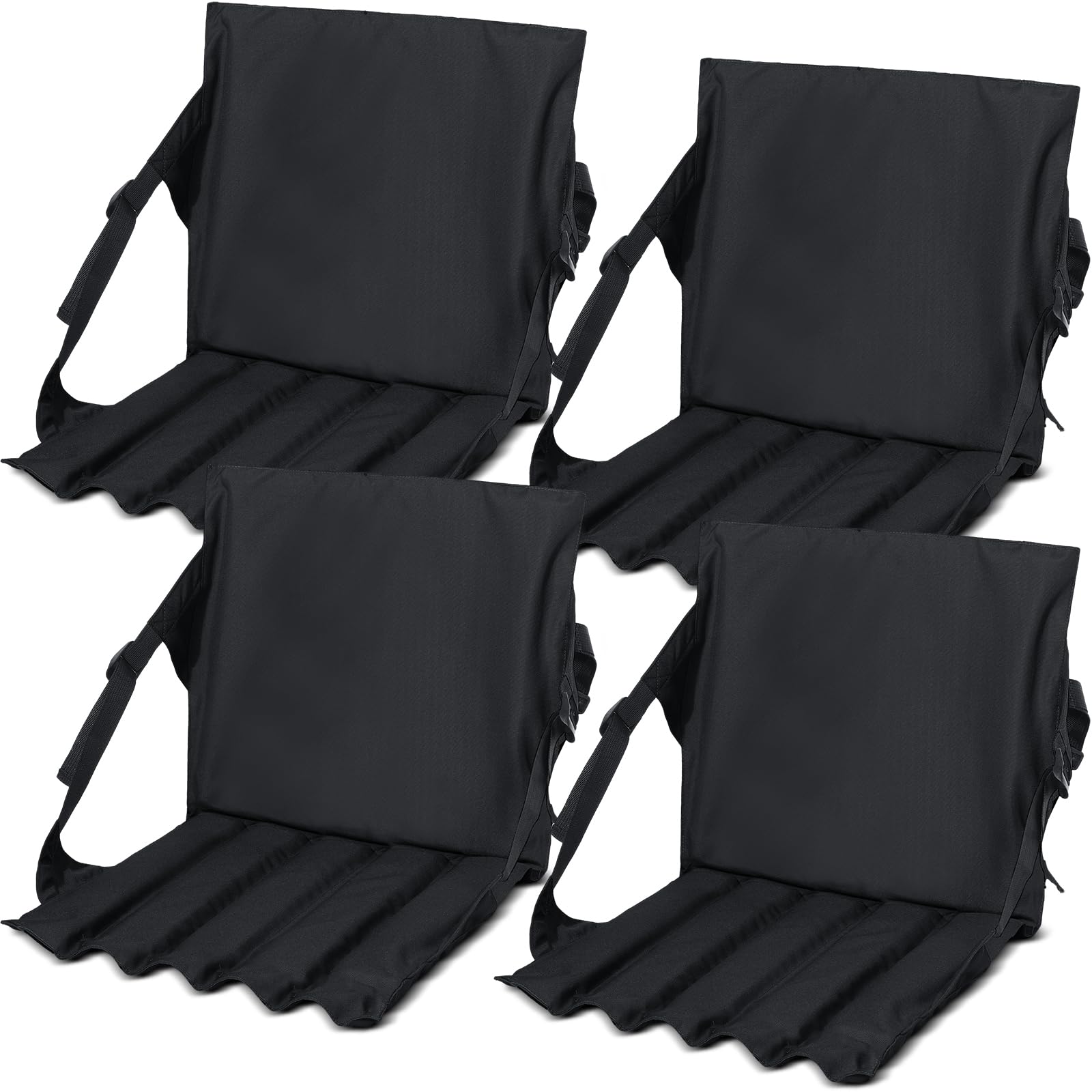 4 Pcs Large Portable Stadium Seat Cushion with Back Support Bleacher Seats with Backs and Cushion Lightweight Padded Seat for Sporting Events Outdoor Concerts Beaches