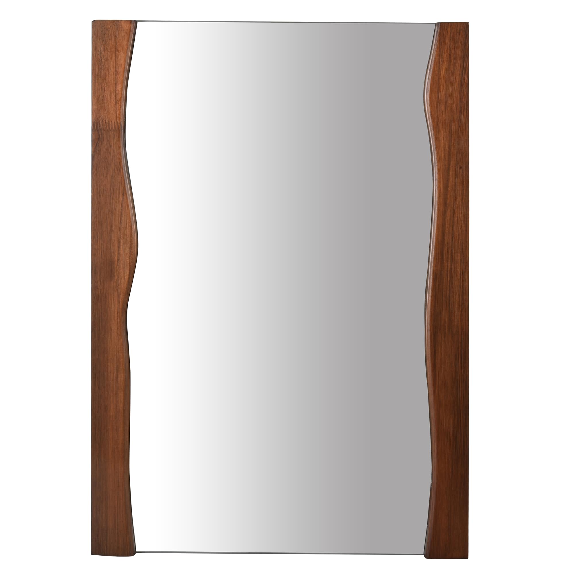 Tanmicoshomy Wood Bathroom Mirror 24x36 Inch, Asymmetrical Wooden Framed Rectangle Wall Mirror for Bathroom Vanity Bedroom Living Room or Entrayway (24x36, Brown)