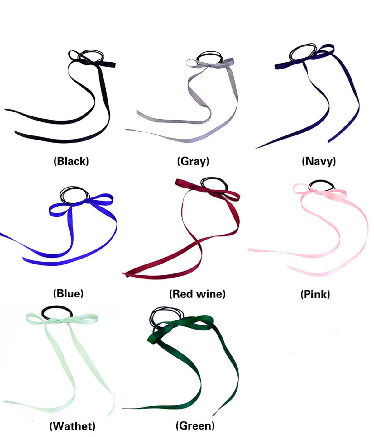 Juego de 6 cintas de raso para el pelo de varios colores