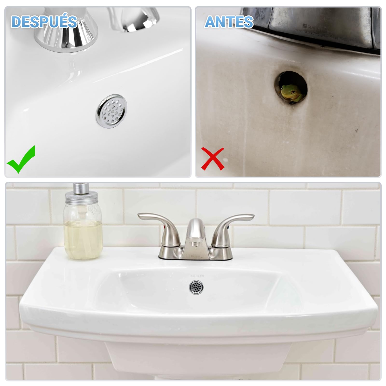 ZOCONE 8 Piezas Embellecedor Lavabo Agujero, Anillo Desbordamiento Embellecedor Rebosadero Lavabo, Anillo Hueco Agujero Redondo Tapa Rebosadero Lavabo Inserto para Fregadero, Baño, Cocina