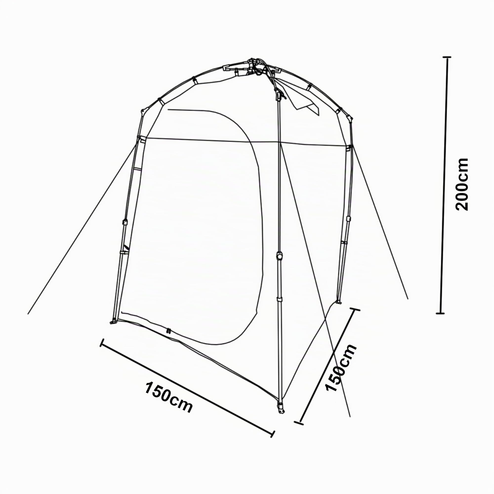 pro.tec Tente de Douche pour Camping Festivals Jardin avec Fenêtre Moustiquaire Poches de Rangement Impérméable Polyester Fibre de Verre 150 x 150 x 200 cm