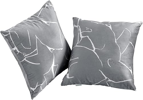 Miniatura 9 de FY FIBER HOUSE Juego de 2 fundas de almohada de terciopelo de 16 x 16 pulgadas, fundas de almohada con estampado de rayas lilas, fundas de cojín