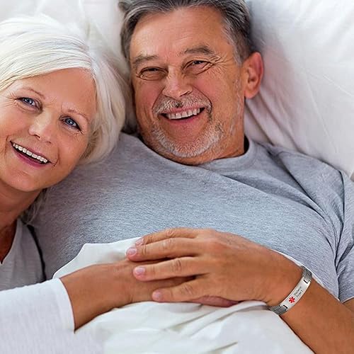 Miniatura 6 de Pulseras de identificación médica para hombres y mujeres, pulsera de identificación de alerta personalizada de titanio para diabetes tipo 2,