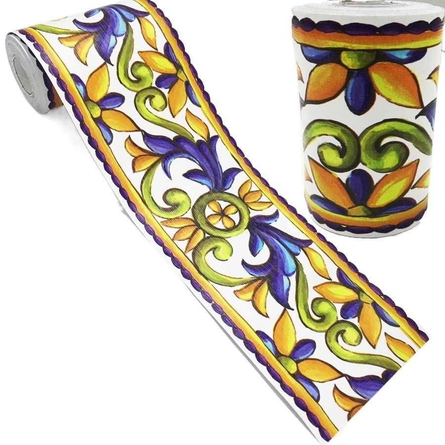 Cenefa Adhesiva Totem autoadhesivo de 10M, pegatina de pared Floral, línea de cintura, papel tapiz, pegatinas de bordes, bricolaje, decoración del hogar, papel de decoración de azulejos de vidrio Para
