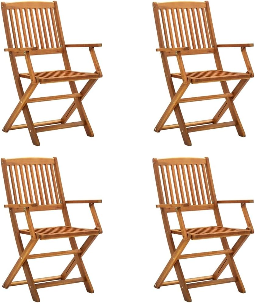vidaXL 4x Solid Acacia Wood Folding Outdoor Chairs Furniture Garden Picnic Camping Backyard Yard Foldable Portable Dining Dinner BBQ Seat vidaXL 4x Solid Acacia Wood Folding Outdoor Chairs Furniture Garden Picnic Camping Backyard Yard Foldable Portable Dining Dinner BBQ Seat
