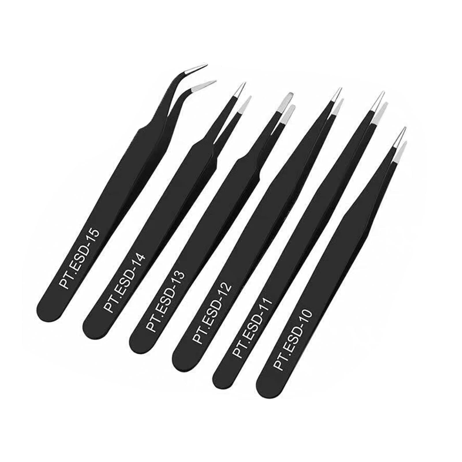 YUMILI 6 piece tweezers assortment for installation. Replace the electronic repair tool kit. Industrial tweezers