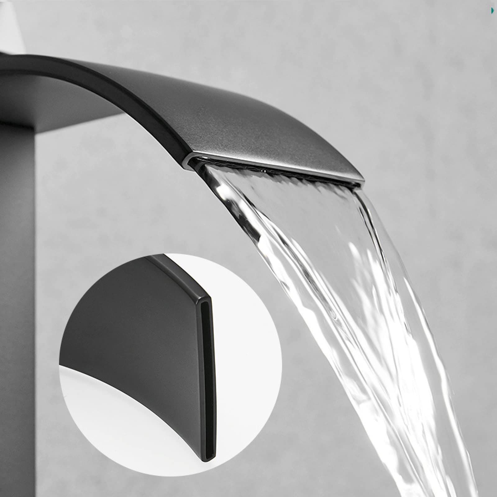 Waschbeckenarmatur mit Wasserfallfunktion, Edelstahlarmatur, Einhebelmischer für Warm- und Kaltwasser, goldfarben, kurz (Farbe: Chromo, Größe: Hoch)