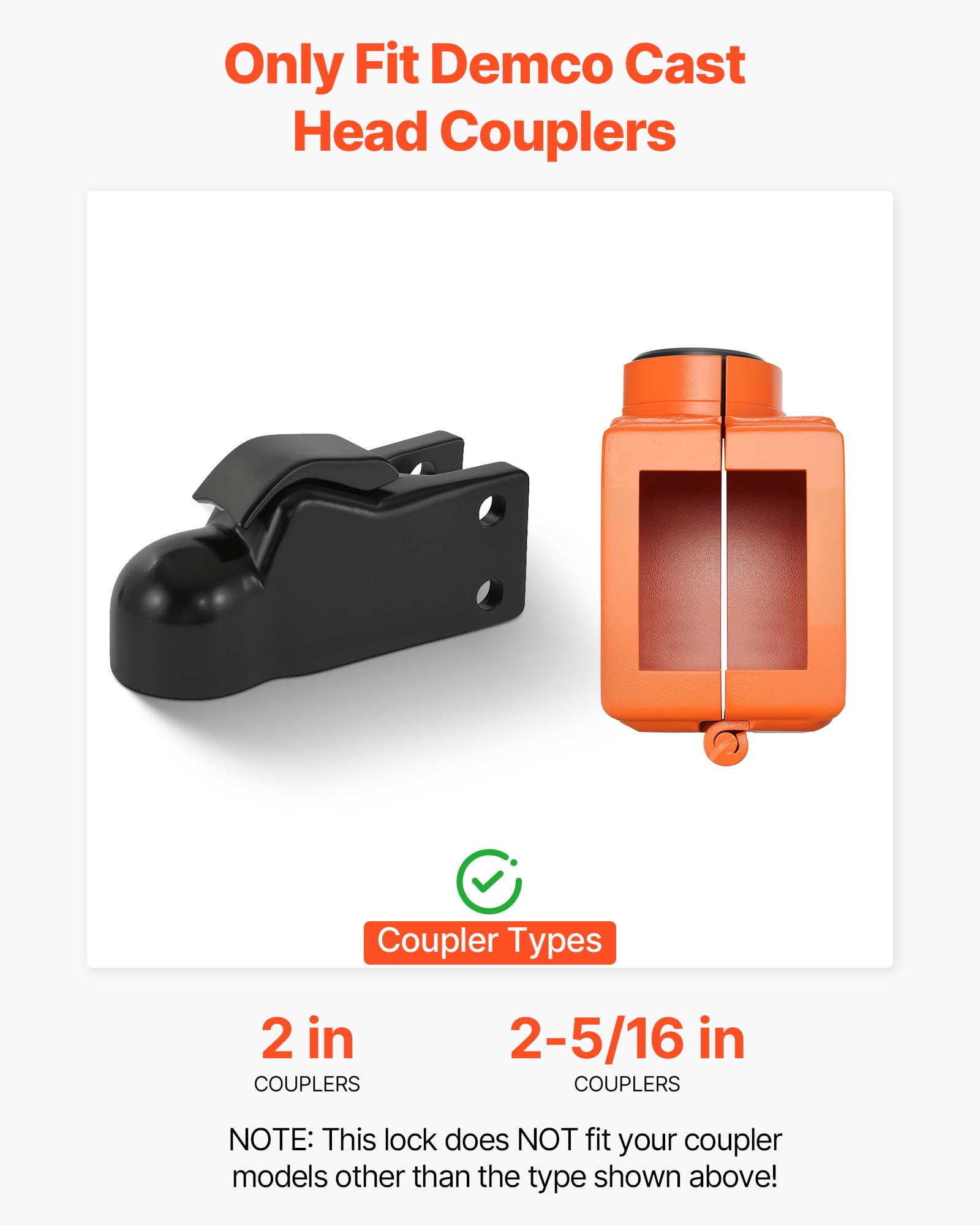 VEVOR Bloqueo de Enganche de Remolque Compatible con Acoplador de Flujo de Aire Fundido de 50,6 y 58,6 mm con 3 Llaves para Asegurar Cadenas de Seguridad Resistente a Corrosión para Remolques de RV