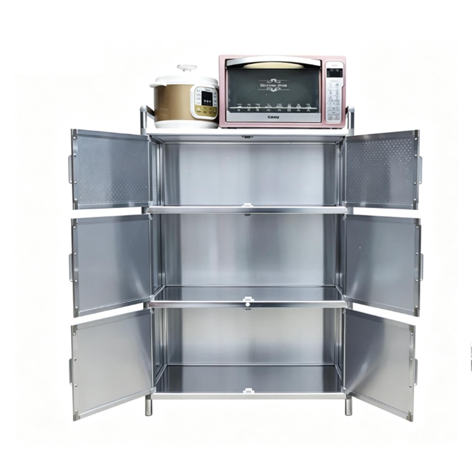 Armario de Cocina INOX, Buffet para Microondas y Ollas