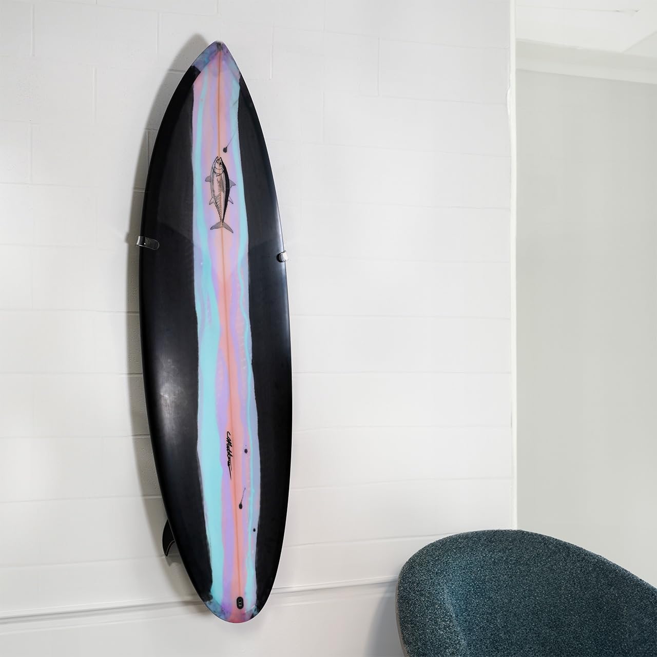 GNARWALL Surfboard Wandhalterung - Bambus Tip-Up Rack mit Finnenhalterung