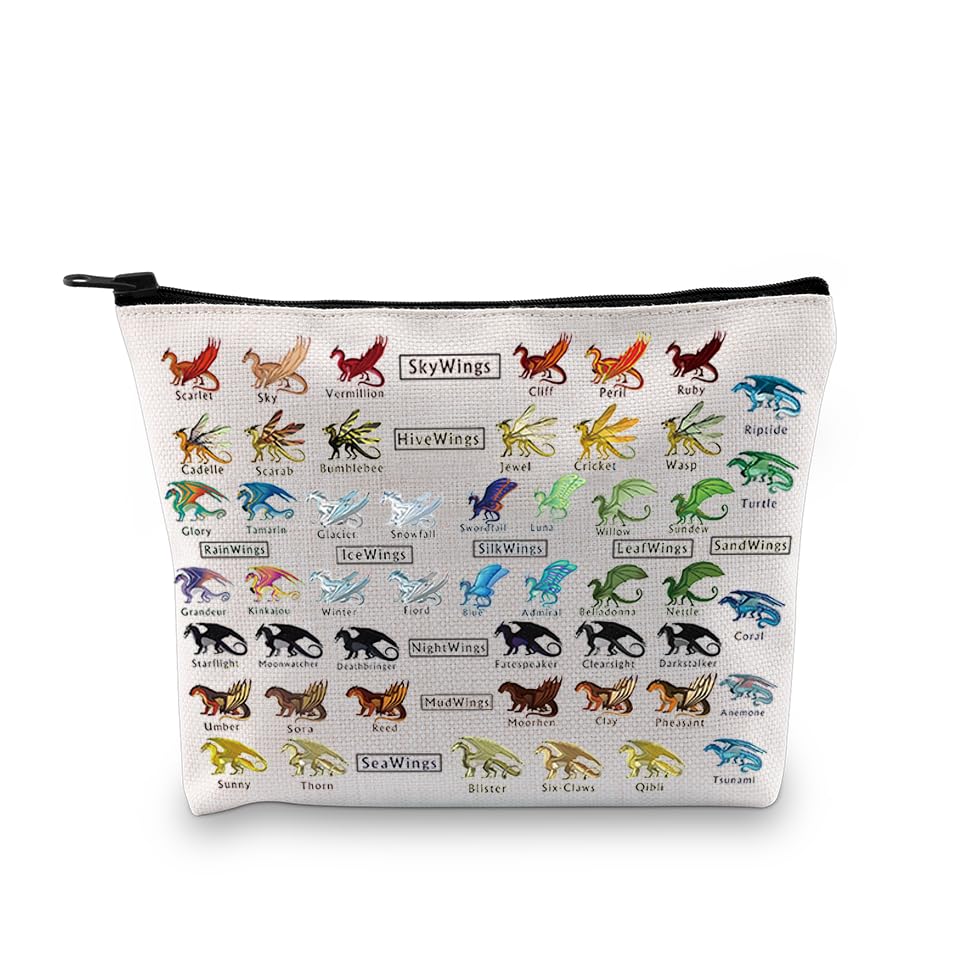 Wings Fire Novel Dragon Makeup Bag Bookish Gift Dragon Tribes for Dragon Lovers Darkstalker Cosmetic Bag