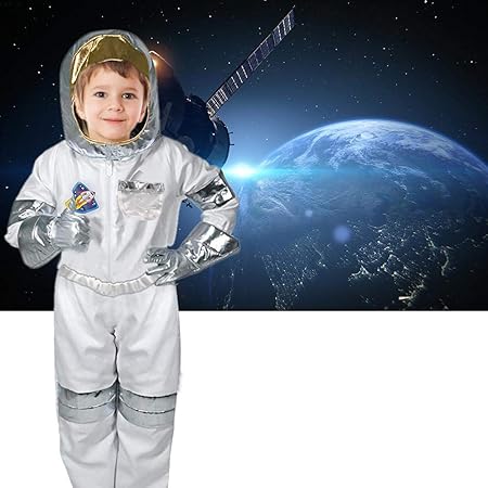 Amazon 子供用 宇宙飛行士コスチューム 宇宙飛行士 ジャンプスーツ フライトドレスアップコスチューム 宇宙飛行士ロールプレイ セット スペースジャンプスーツふり遊び衣装 男の子 女の子用 キッズコスチューム おもちゃ