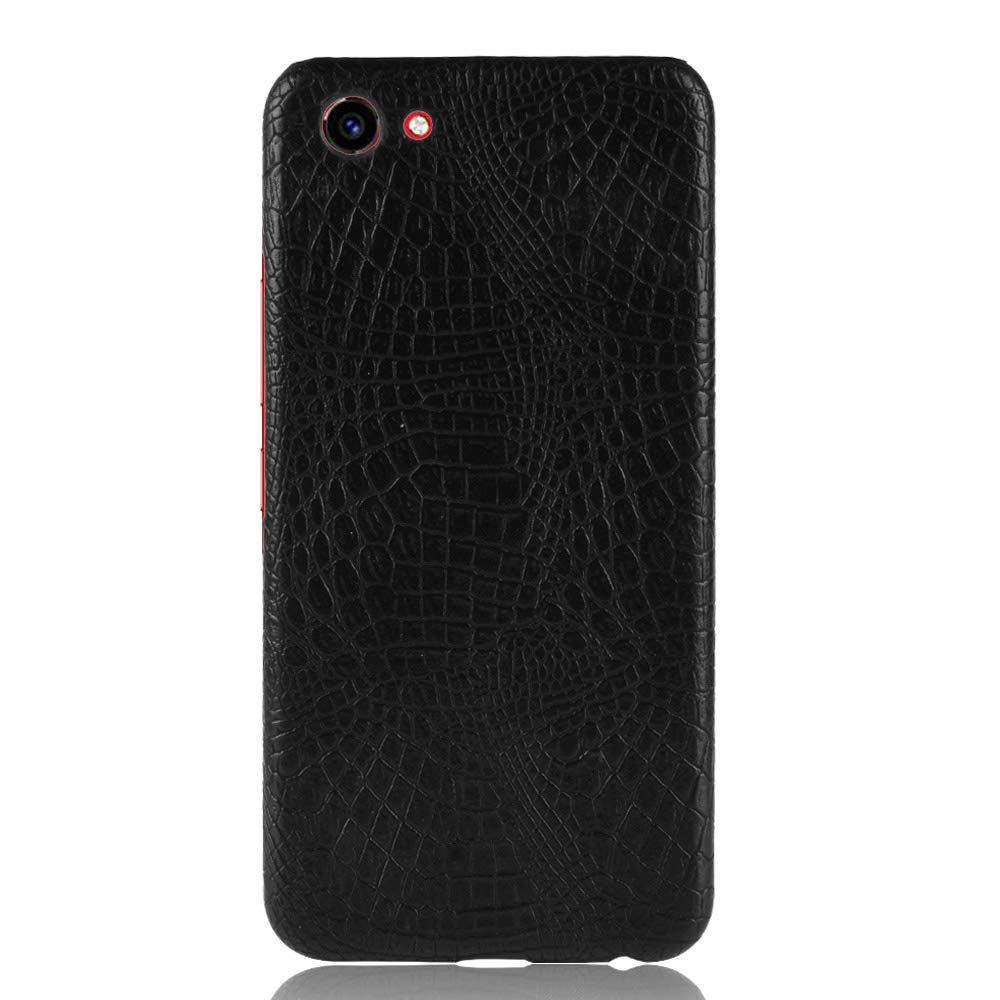 For Vivo Y81 Case PU Leather Back Cover Crocodile Pattern-Black