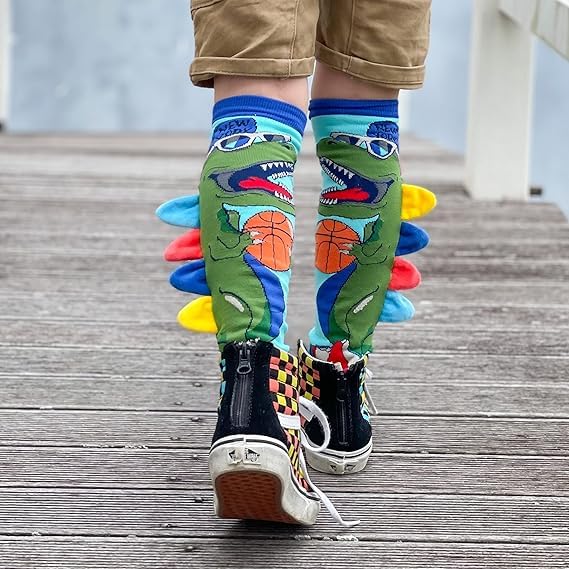 SAMVARDHAN Dinosaur Socks, Coolest knee-High Dinosaurs Socks With Plush Spikes, Animal-theme,Soft Cotton,Sweat-Absorb,Comfortable,For Kids - Image 2 thumbnail