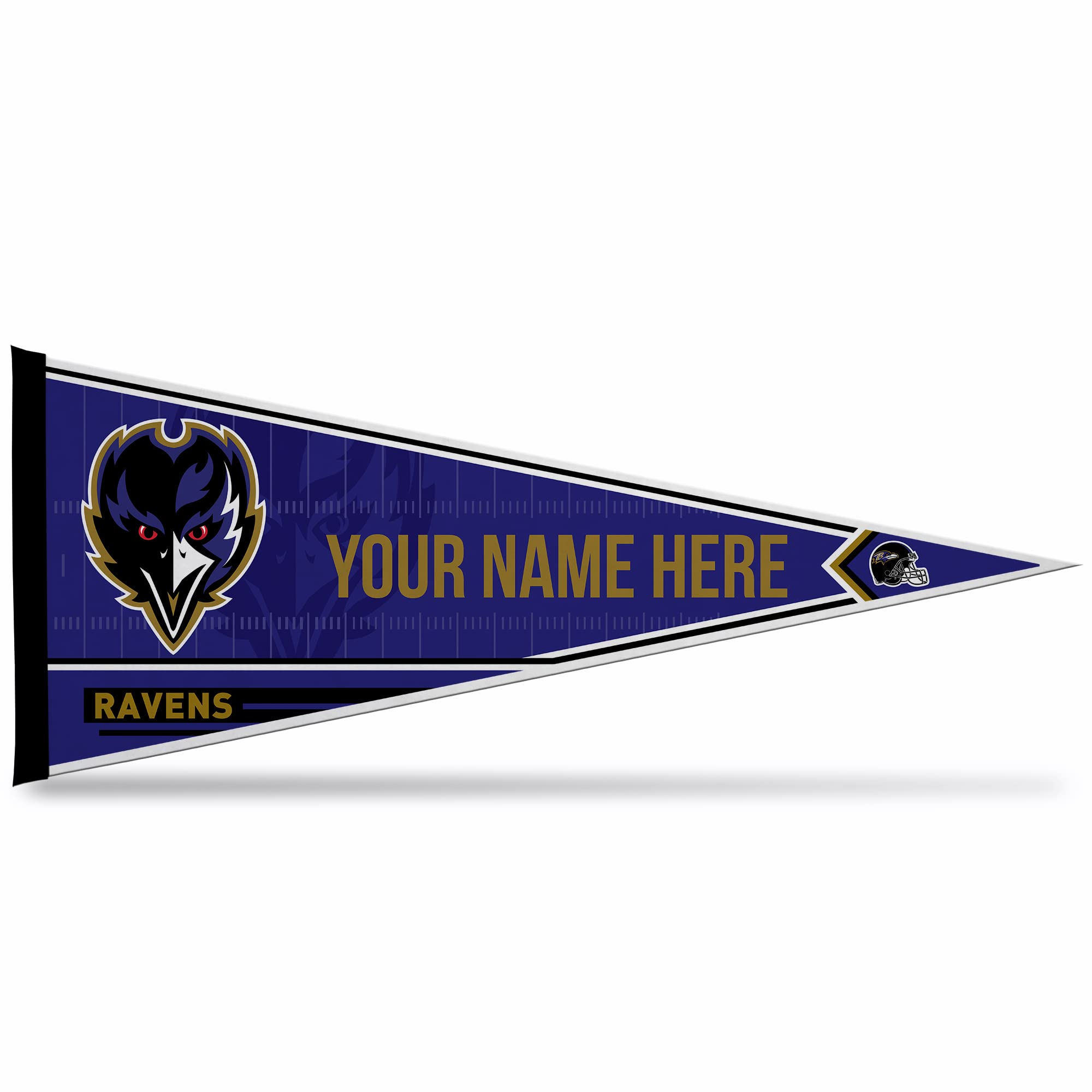 Rico Industries NFL Football Baltimore Ravens Personalized - Custom 12" x 30" Soft Felt Pennant - EZ to Hang