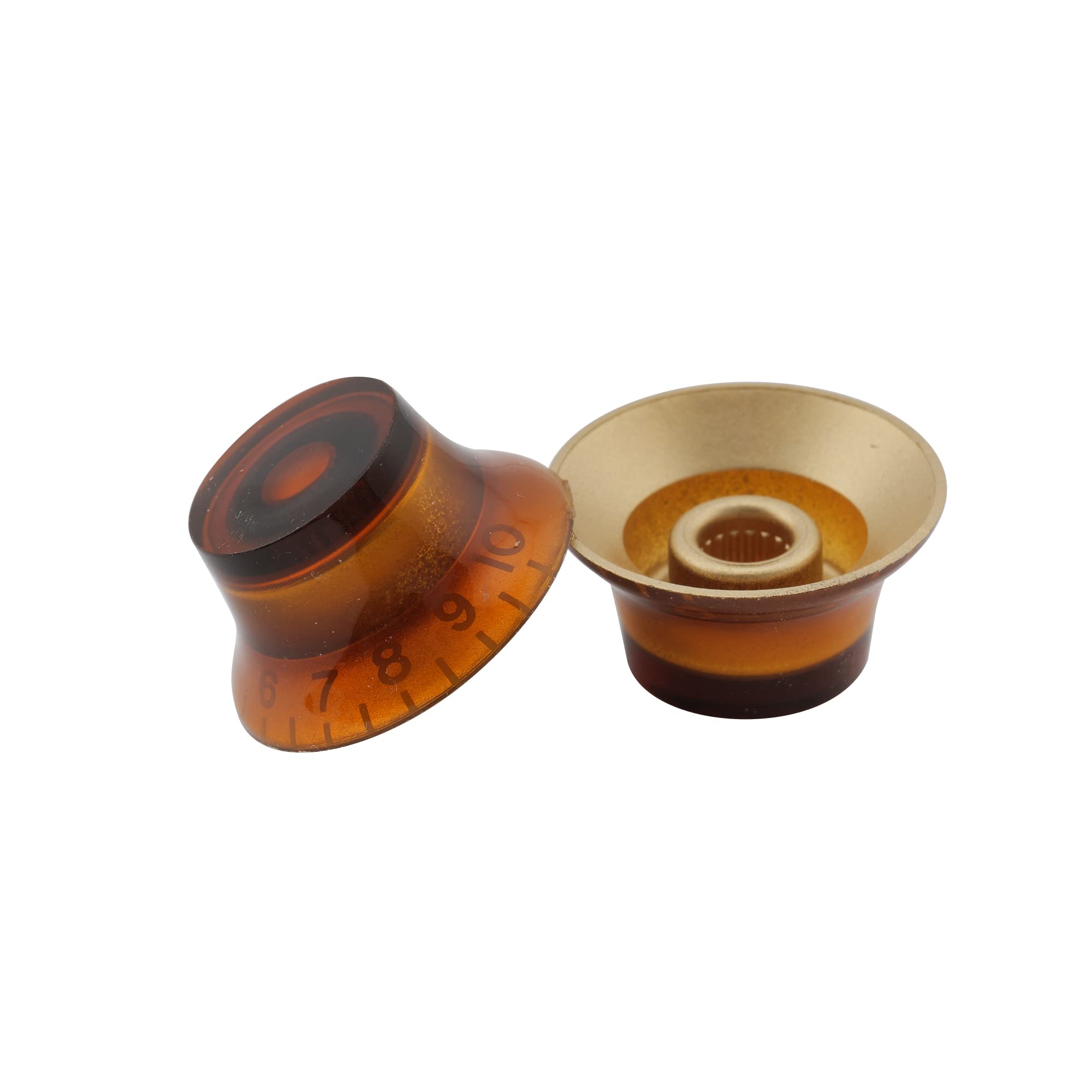 Musiclily Metryczna 6mm Gałka Potencjometru LP Top Hat Bell Knobs do Gitary Elektrycznej Typ Epiphone Les Paul, Burszt.ynowy z Czarną Cyfrą (4 szt.)