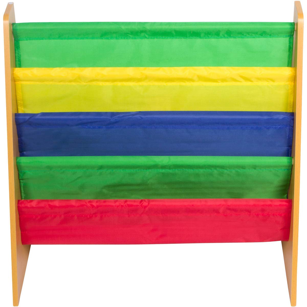 Clean N Tidy Children's Wood & Fabric Book Organizer & Storage Rack Bookshelf Display for Boys & Girls Kids Playroom, Baby Nursery, Classroom Daycare and Toddler Bedrooms, Primary Colors