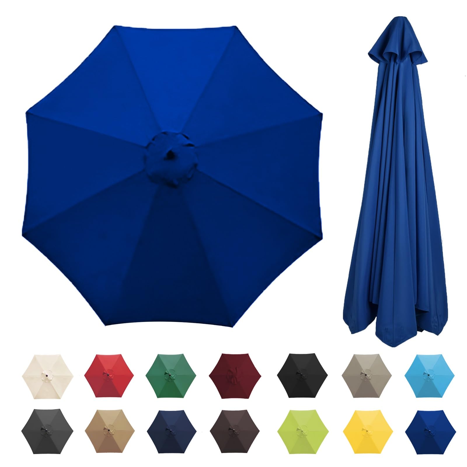 Universal Umbrella Replacement Cloth 6 Arms/8 Arms，Patio Umbrella Cover Cloth ，Replacement Parasol Canopy，2.7 M/3.0M，Parasol Umbrella Replacement Cover (Canopy Only) ( Color : Royal blue , Size : 8 Ri