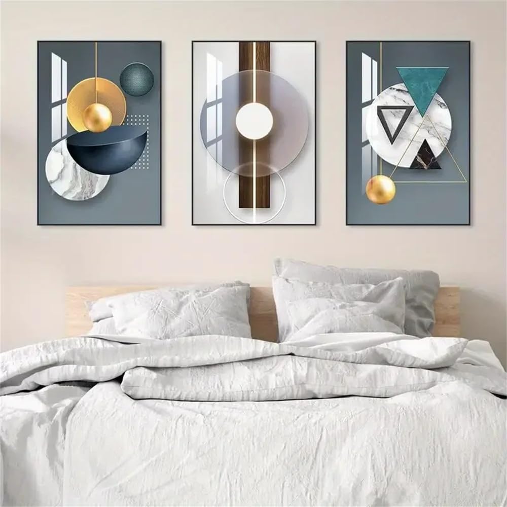WUHBCZ Canvas Paints-Abstract Canvas Wall Art, Geometry Art Shape Patterns, Modern Minimalist Artworks Wall for Living Room Kitchen Office Home Decor-60 * 80cm/3PCS (No Frame)
