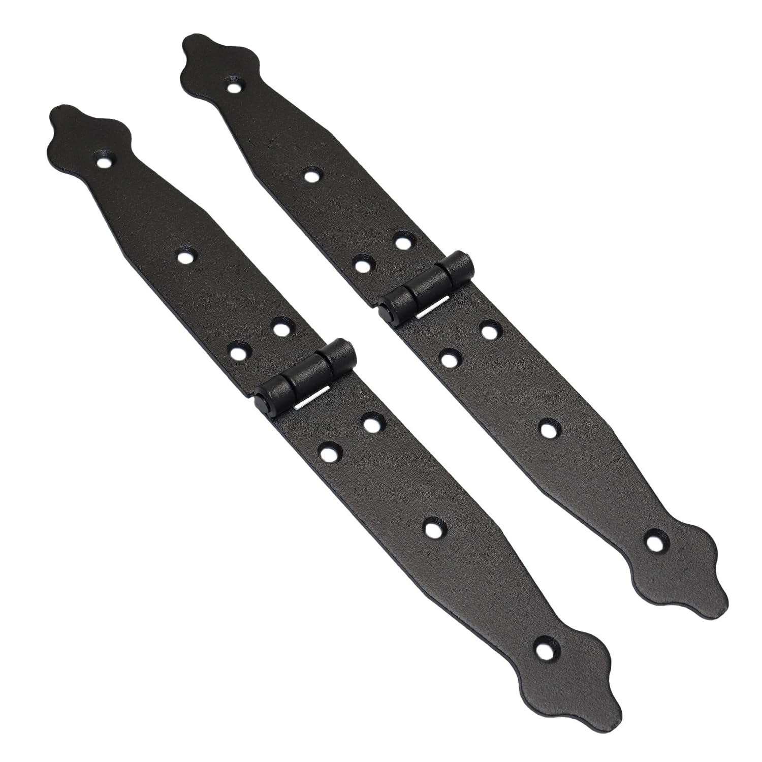 2 Pcs x 150+150 mm Backflap Hinge Black, Steel Back Flap Hinges, Weather Resistant, Rust Proof Powder Coating, Strap Hinges Ideal for Indoor or Outdoor Use On Gates, Sheds, Gazebos, Wardrobes, Chests