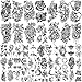49 Feuilles Fleurs Noires Femmes Fille Tatouage Temporaire Imperméable, 14 Feuilles Autocollants De Tatouages Temporaires Grande Main Épaule, 35 Feuilles Minuscule Visage Cou Tatouage Temporaire