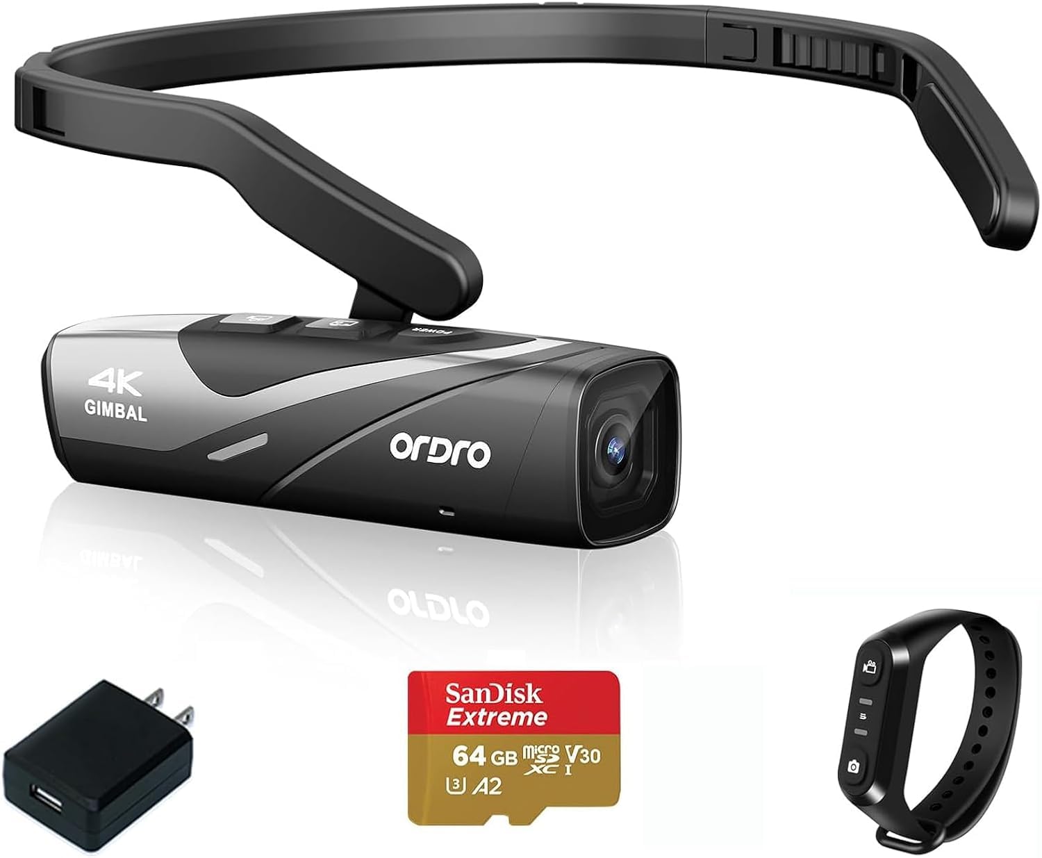 ORDRO EP8 Videocamera Indossabile, Vlog Camera 4K 60fps con Sensore da 1/2.8", Cattura POV, Stabilizzatore Cardanico a 2 assi, WiFi 2.4/5G, Con telecomando e scheda microSD 64GB