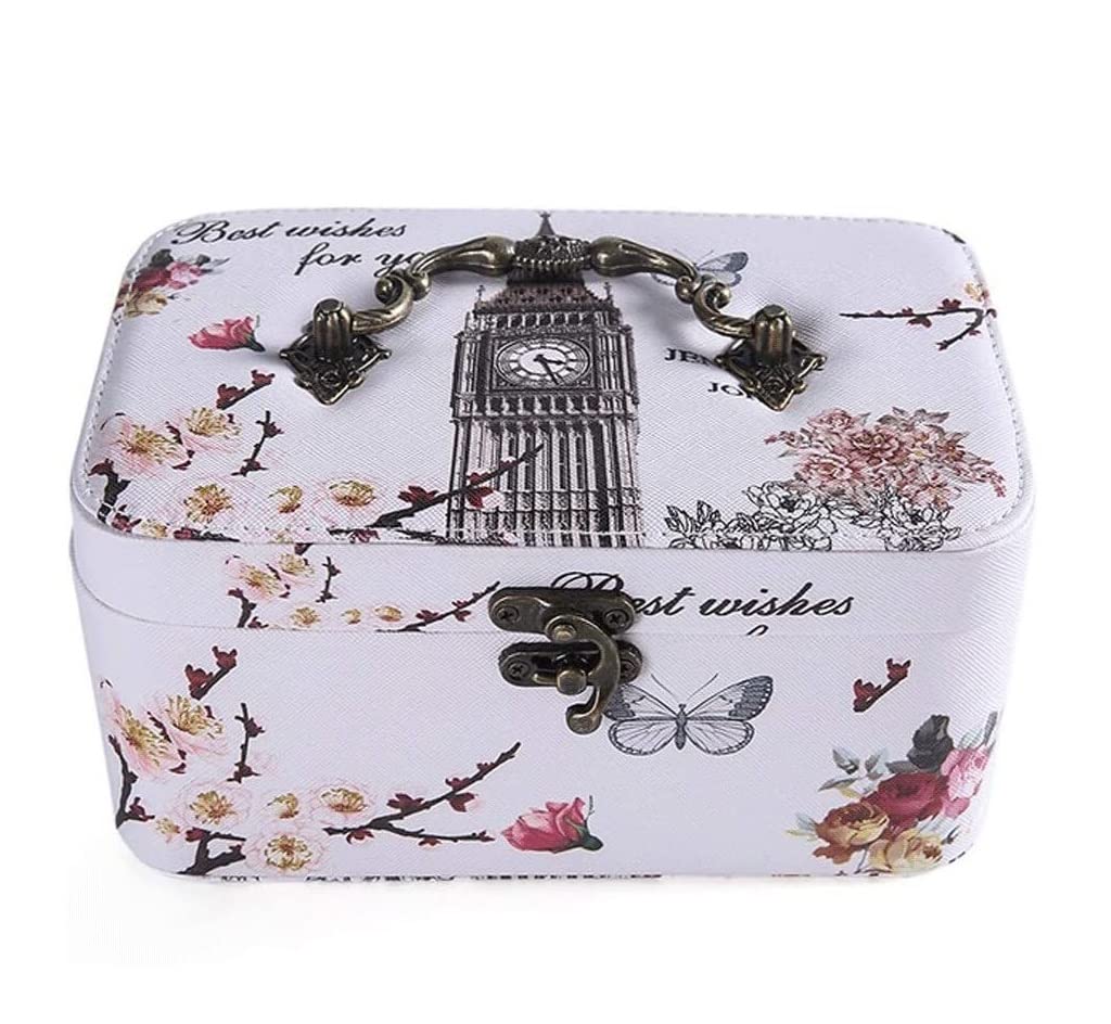 CVdrtyED Box For Women 2 Layer Leather Elegant Retro Travel Jewelry Organizer Storage Case Holder Women Jewellery(H)