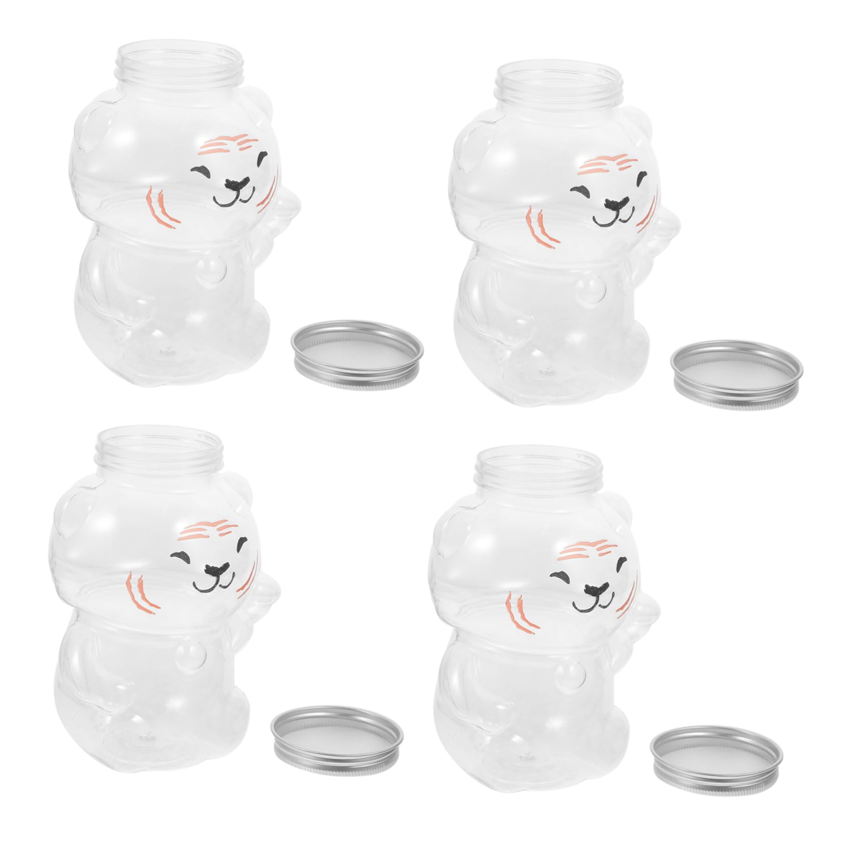 AUTSUPPL 4Pcs Reusable Animal Shape Juice Bottles Leak Containers for Milk Jam Honey Beverages Cute Compact Design for Family for Festivals