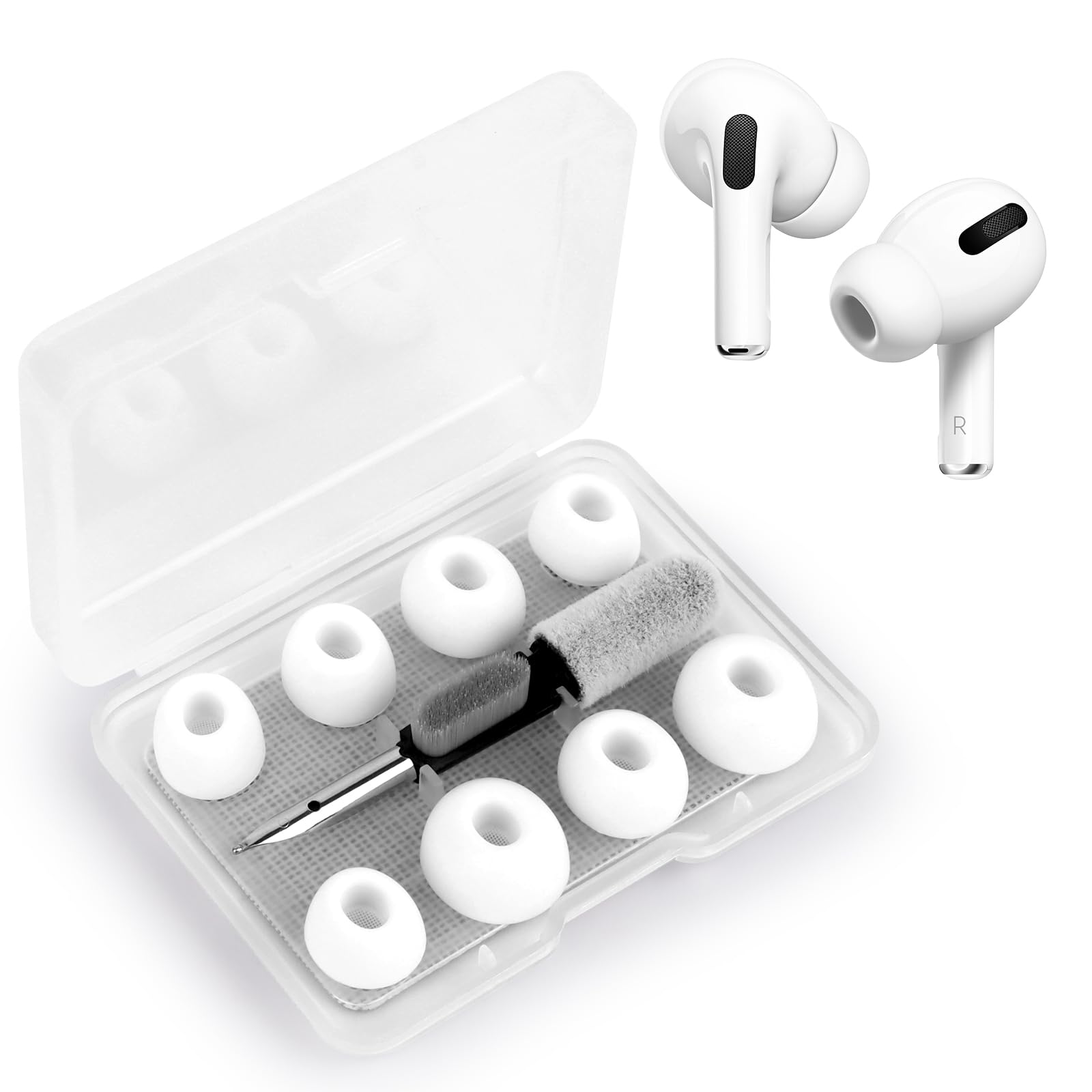 Embouts Remplacement AirPods 3 Paires D'embouts De Rechange Pour AirPods Pro (1ère Et 2ème Génération) - Tailles S/M/L, Avec Trous Réduction Bruit Et Stylo Nettoyage Embouts Taille S M L