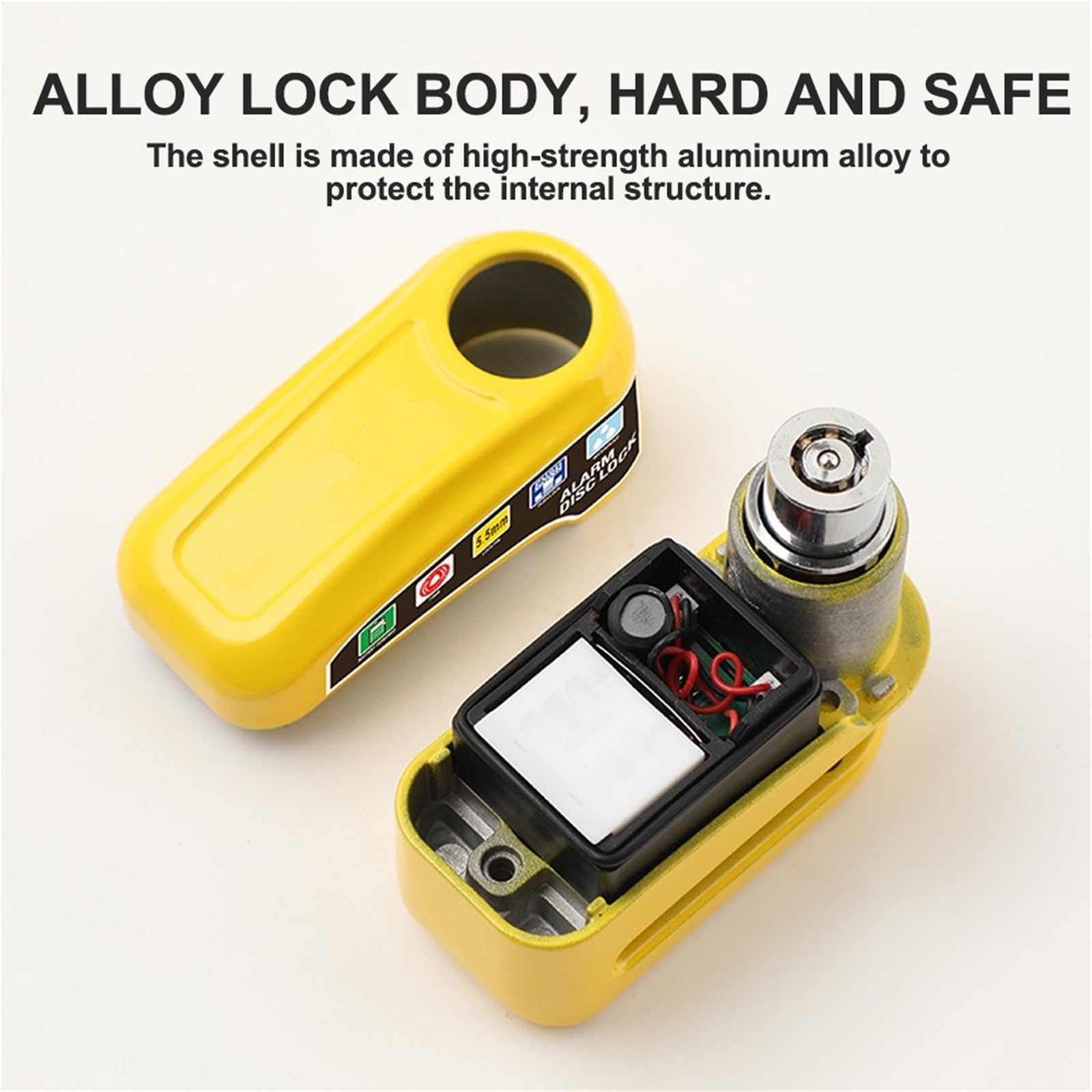 Tubi del Manubrio Lock Lucchetto per bicicletta con allarme da 110 dB, impermeabile, con chiavi, antifurto, per moto e bici(Yellow B)