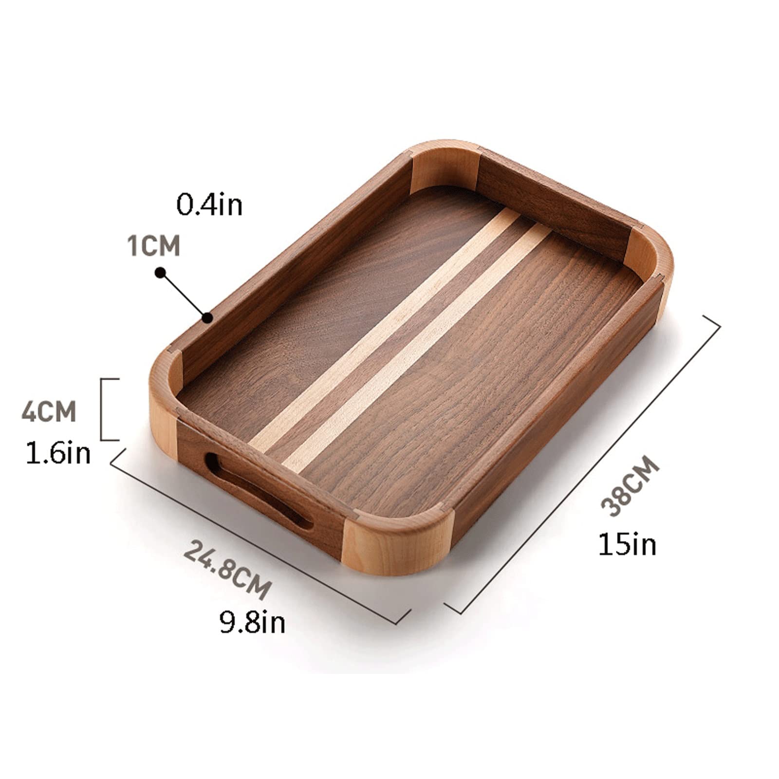 Bandeja Bandeja de Madera Bandeja Bandeja de Bandeja Rectangular Mueca de mortaja y Estructura de tenón Bandeja Multifuncional Bandeja de café Bandeja Antideslizante (Size : C)