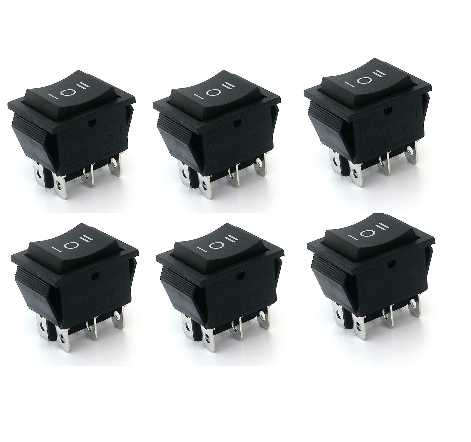 KCD2-4-223S Wippen-Momenttaster DPDT 6-Pin 16A 250V – Rückstellend EIN-AUS-EIN, Schwarz, Für Motorumkehr Und Linearantriebe