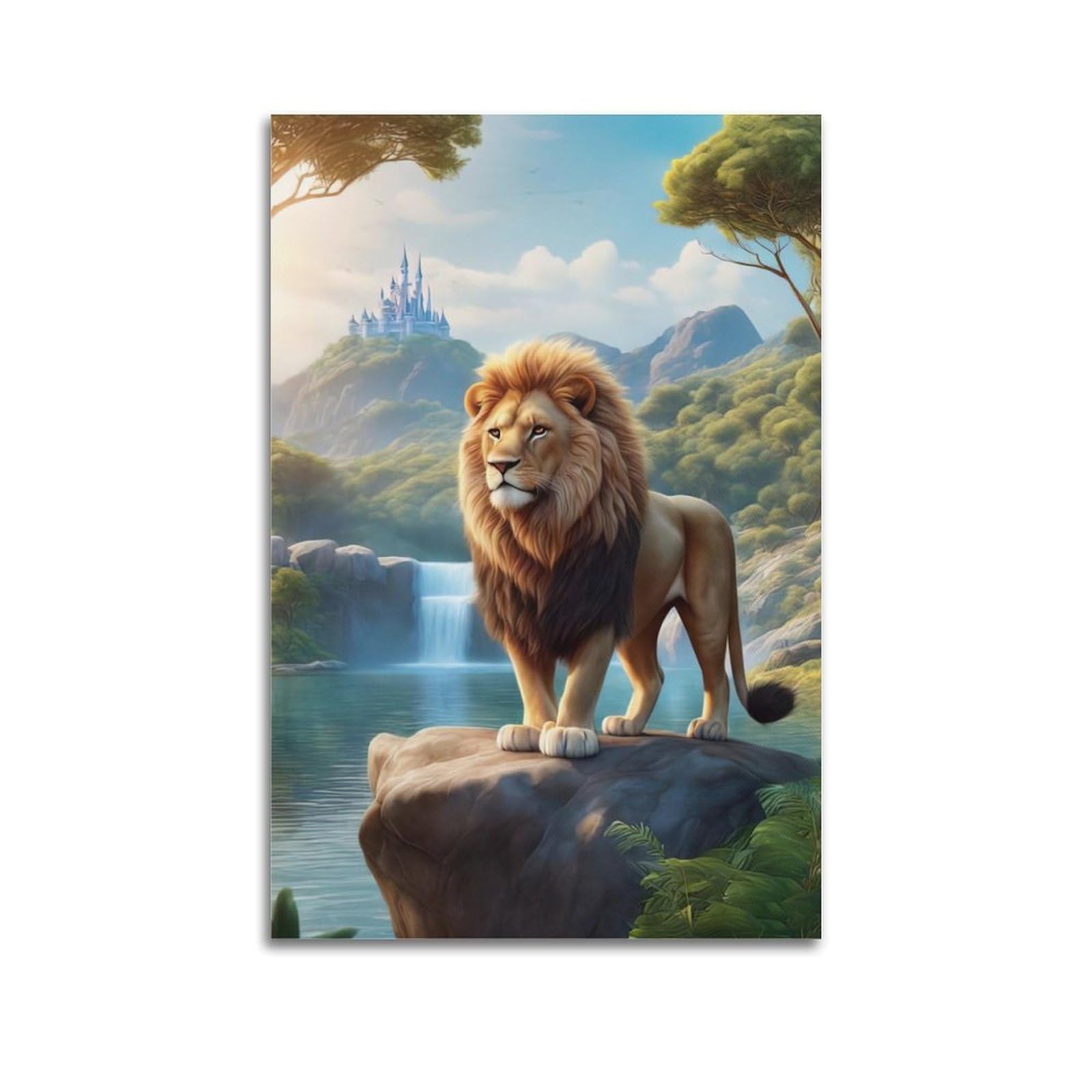 WPHSFX Wildlife Artwork Poster Lion on The Rock Poster Decorative Painting Canvas Wall Posters And Art Picture Print Modern Family Bedroom Decor Posters 20x30inch(50x75cm)