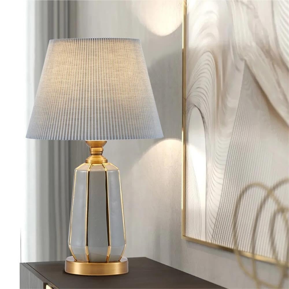 Lampada moderna in ceramica di lusso, luce notturna ambientale | Lusso moderno, base in ceramica, paralume in tessuto, dimmerabile, luce notturna