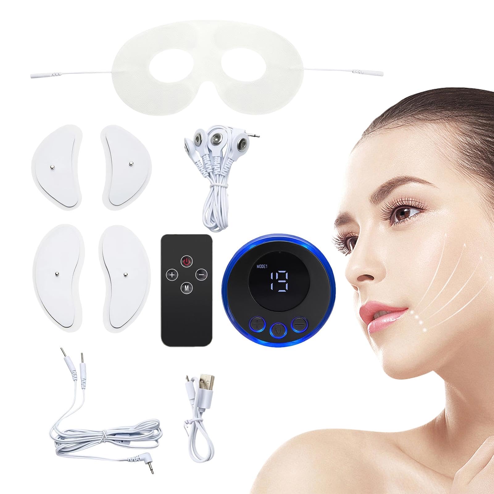 Dispositivo facial EMS: máquina para tensar la piel, masajeador facial eléctrico, instrumento de belleza EMS, levantamiento con microcorriente | Dispositivo de belleza reafirmante portátil, cuidado fa