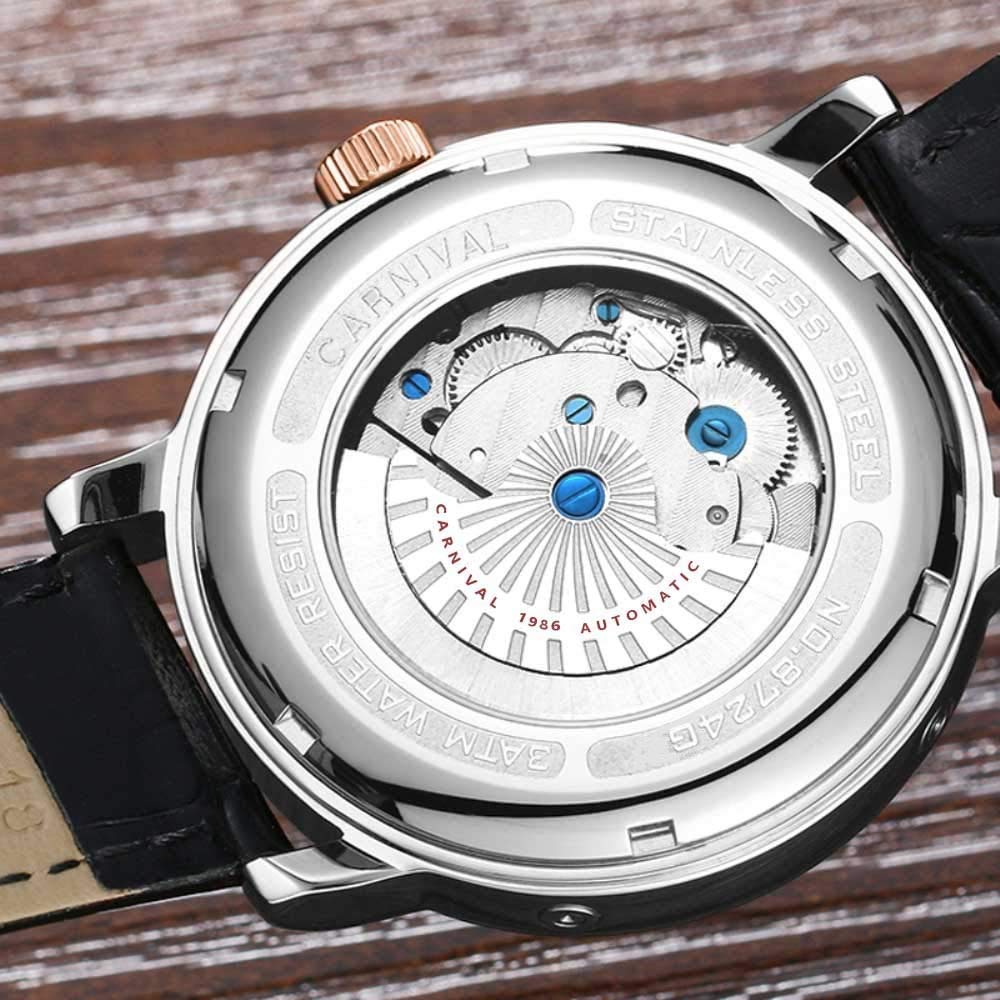 MASTOP Herren-Armbanduhr, automatisch, mechanisch, Tourbillon, Leder, leuchtend, Business-Herrenarmbanduhr