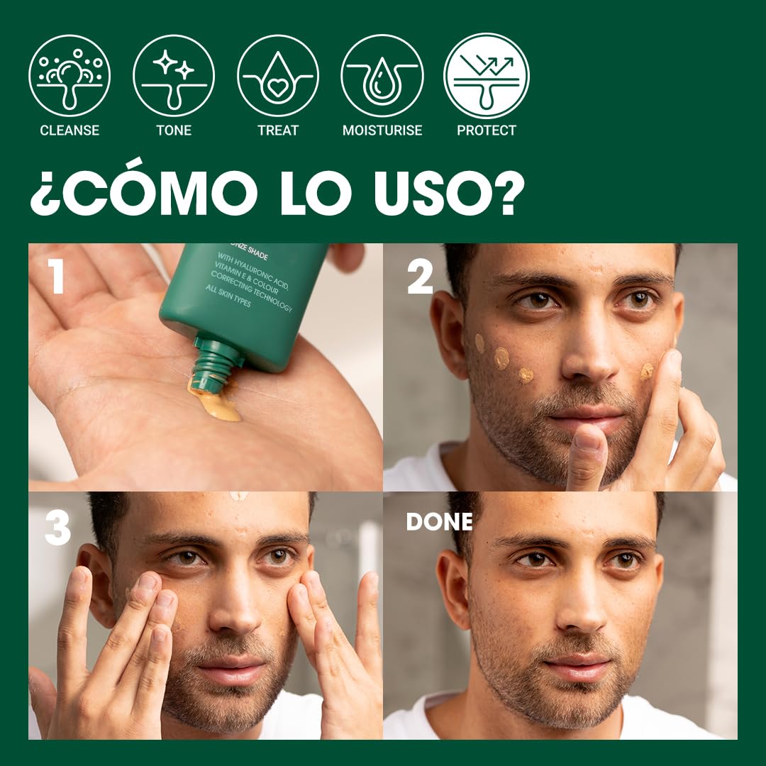 Shakeup Cosmetics BB Cream Hombre, Crema Hidratante con Color y SPF25, Cobertura Natural para Rojeces e Imperfecciones, Maquillaje Masculino Vegano, Hidratación 24h, Tono Medio, 50 ml, LET'S FACE IT
