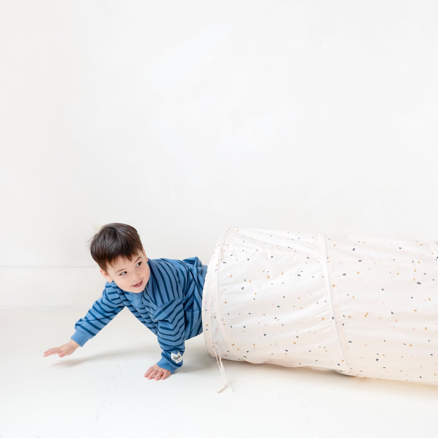 3 Sprouts - Krabbeltunnel für Kinder ab 1 Jahr – Spieltunnel Indoor & Outdoor - Terrazzo Beige
