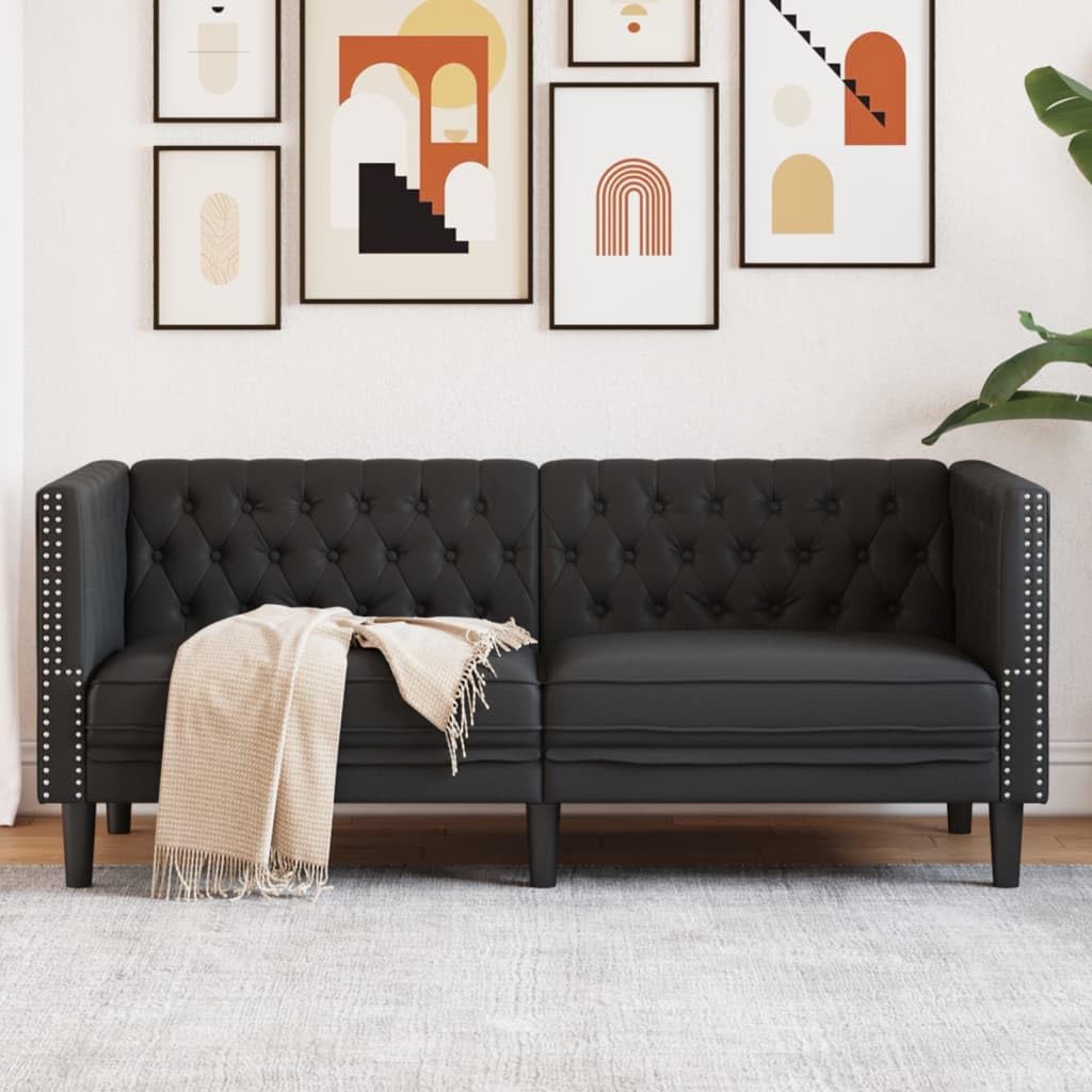 vidaXL Divano Chesterfield Nero in Similpelle