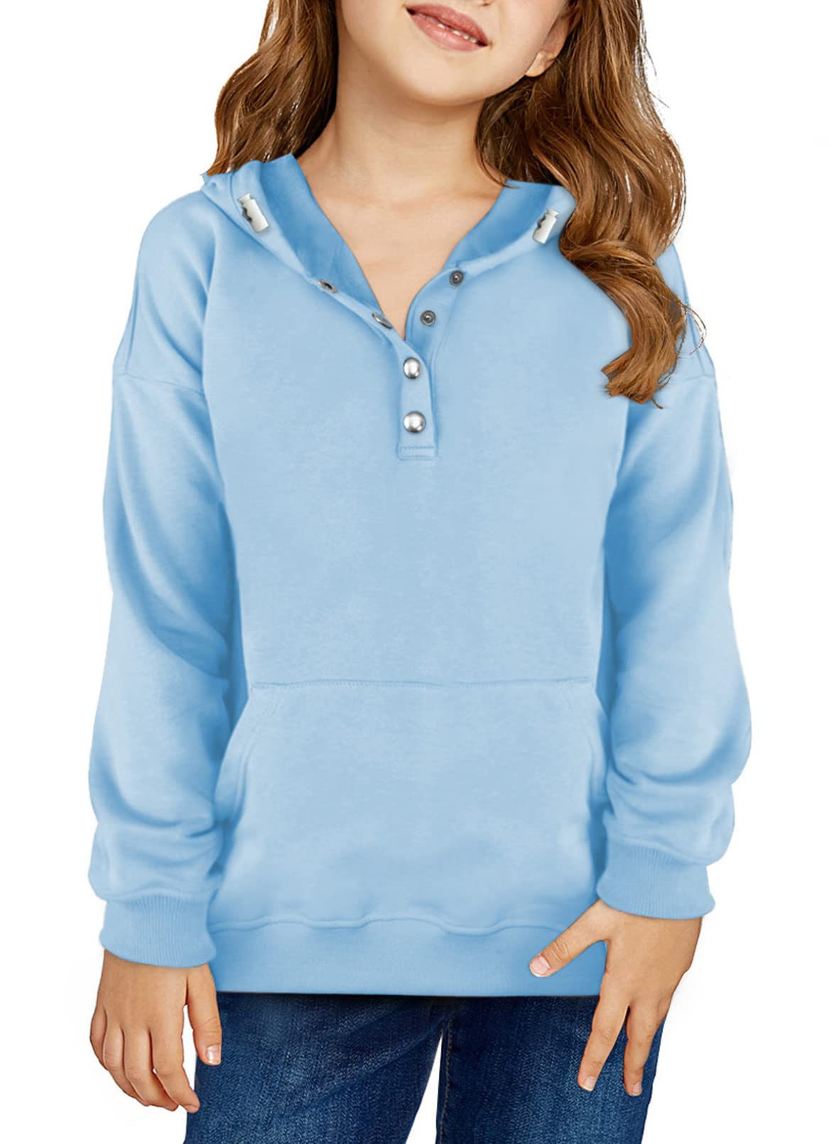 Photo 1 of blibean Girl Plaid Hoodies Zip-Up Sweatshirt With Pocket 4-13 Years 4-5T Z Sky Blue
