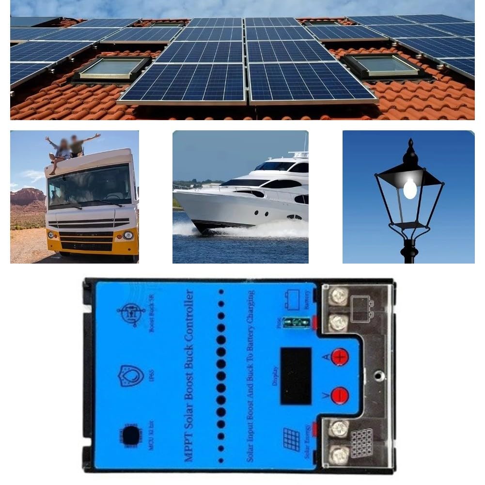 Pour régulateur de charge solaire MPPT 300 W 500 W, entrée 12 V-80 V vers sortie 12 V-88 V, convertisseur montant et descendant, affichage LCD pour batterie au lithium LiFePO4 (15 A, 500 W)