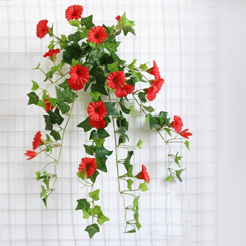 Lot de 2 guirlandes de lierre artificielles Morning Glory en plastique à suspendre pour décoration murale, maison, bureau, chambre à coucher, extérieur
