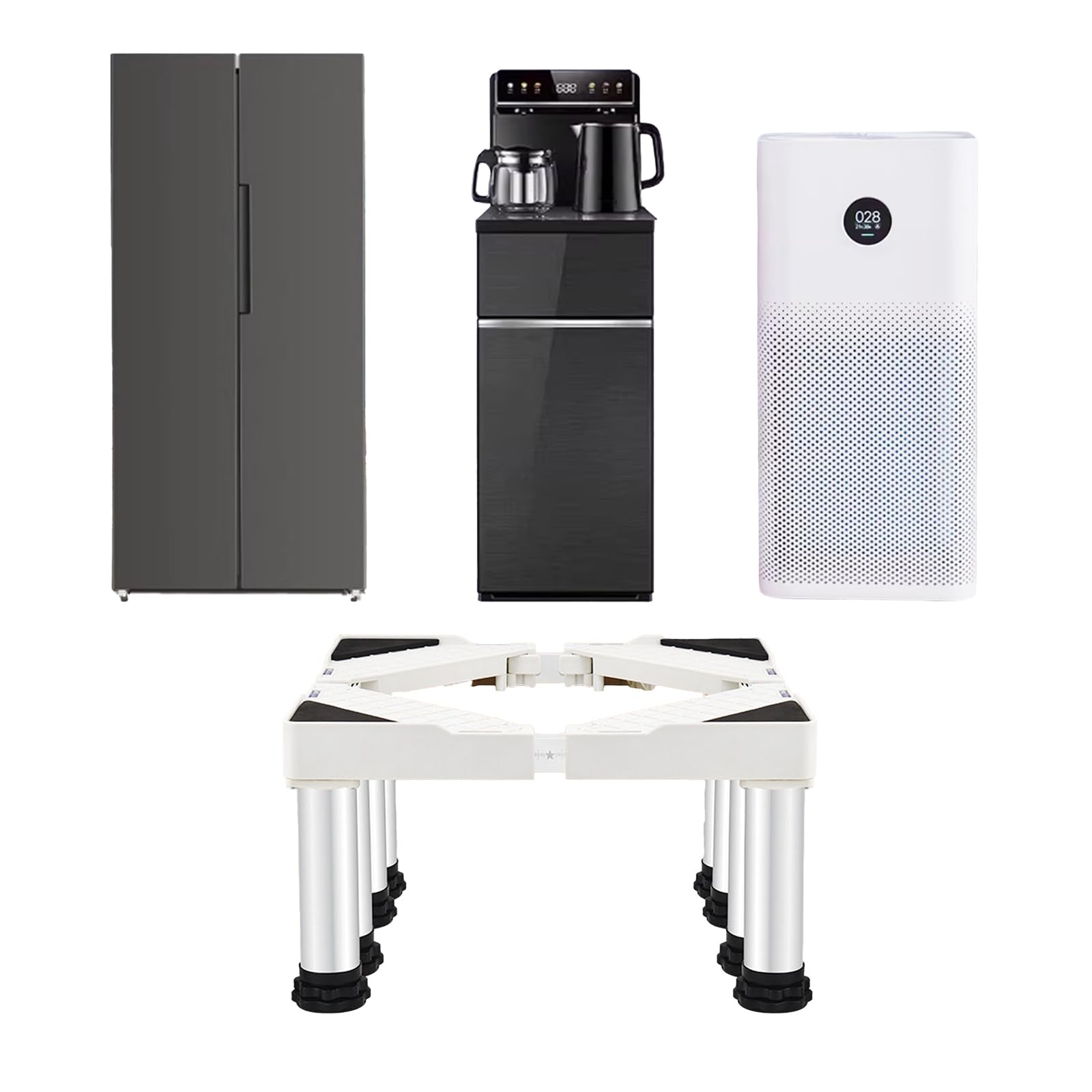 Soporte ajustable para lavadora de 14 a 17 cm de altura, base resistente para refrigerador, congelador y secadora, 12 pies fuertes, carga máxima de 200 kg, color blanco