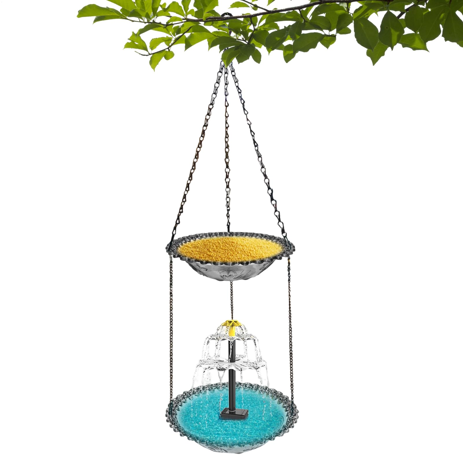 Abbeveratoio per uccelli da giardino con fontana, cascata artistica con | Fontana da bagno per uccelli selvatici per esterni, per pettirossi, terrazze, balconi, cortili, giardini
